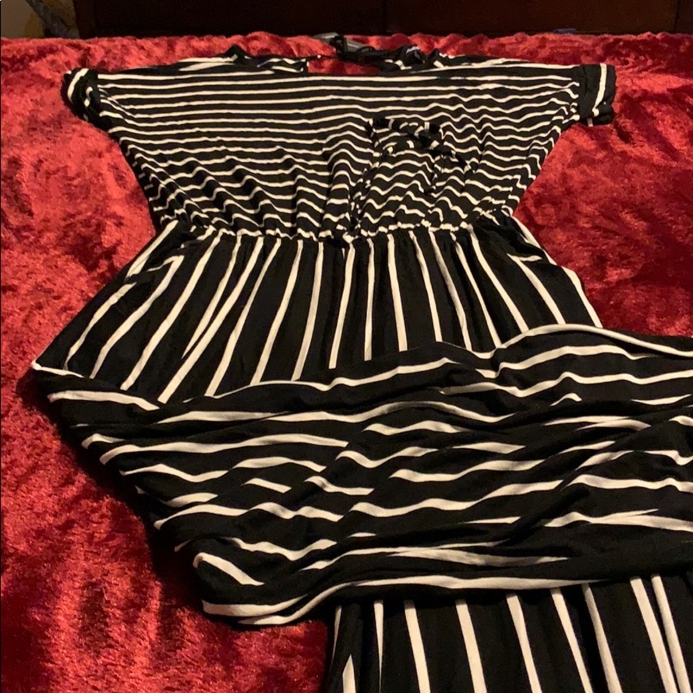 Black and white striped jumpsuit